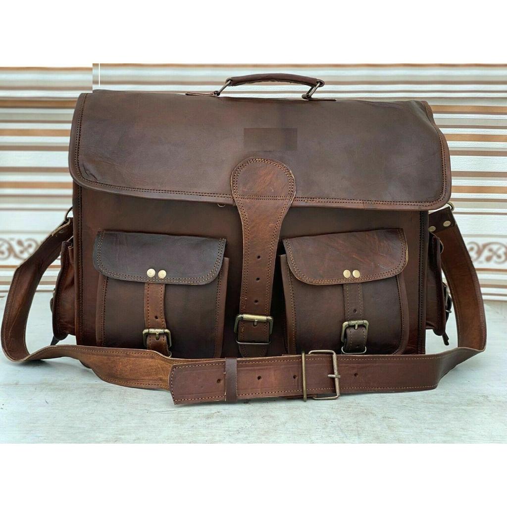 Leder Vintage Laptop Tasche Satchel Aktentasche Messenger (Handtasche) Herren Echt