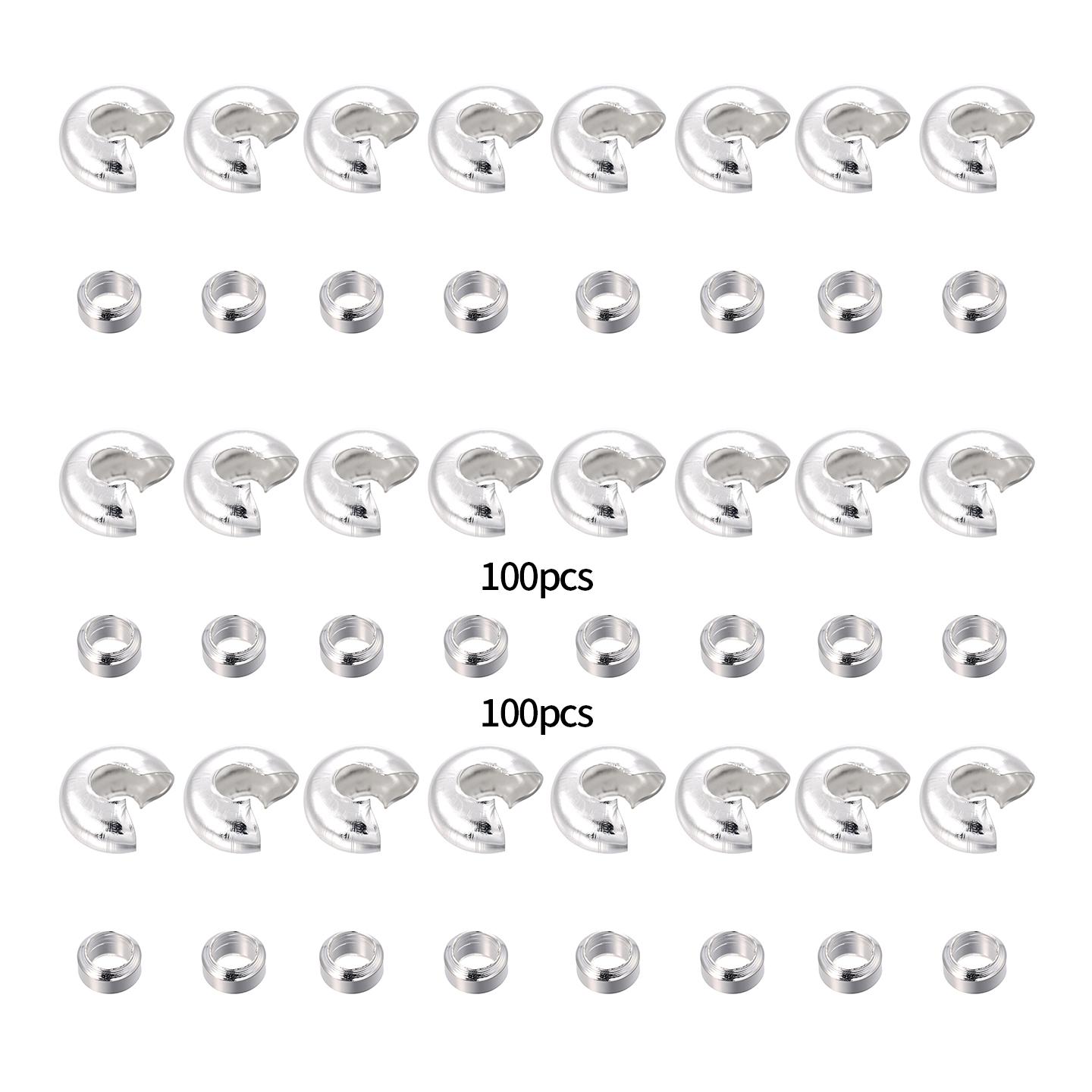 

100 Set Round Covers Crimp End Beads Dia 3 4 5 mm Stopper Spacer Beads for DIY Jewelry Making Supplies Accessories 3mm-1.5mm