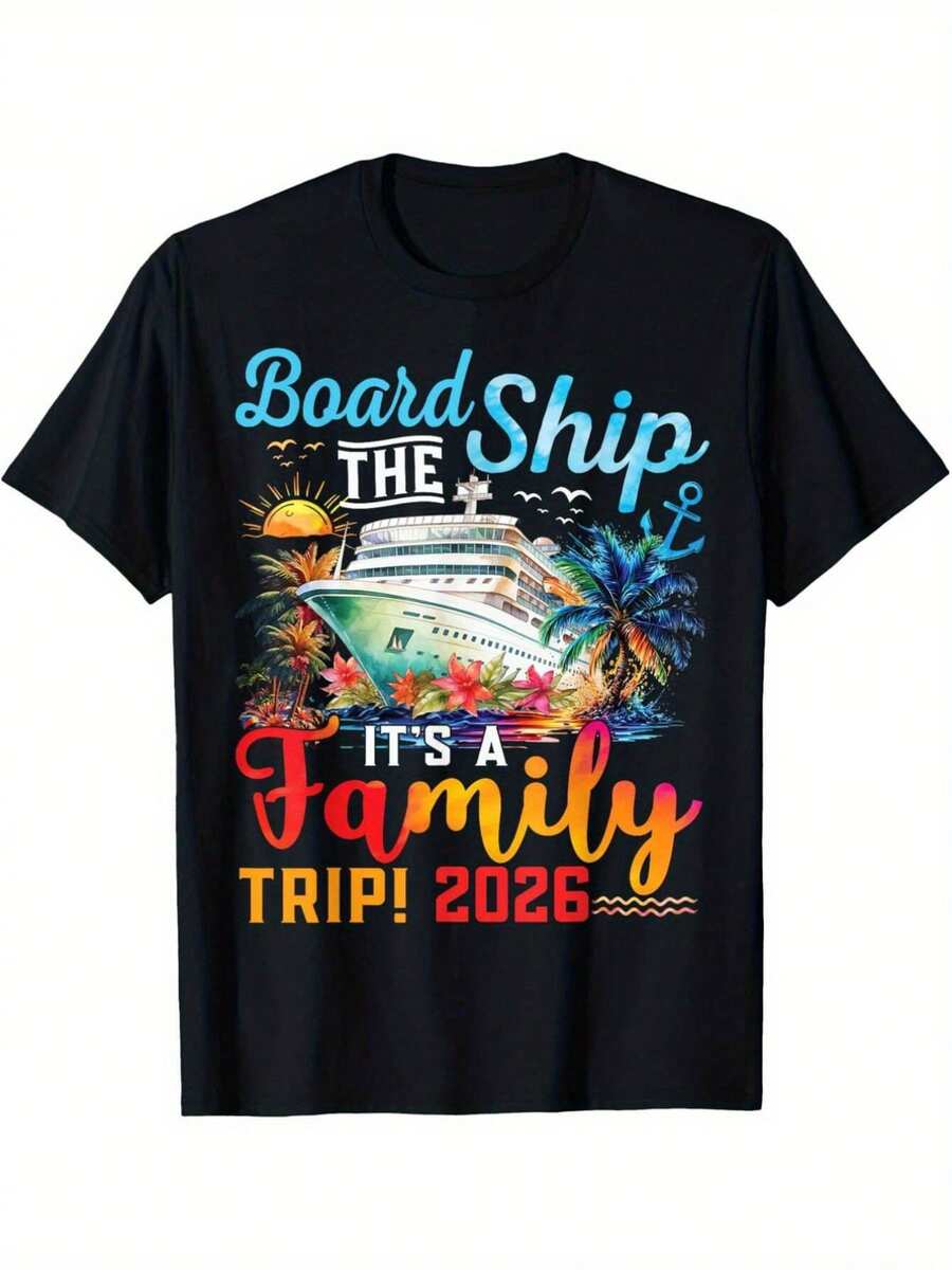 Boarding This Ship, Family Travel 2026 Group Pairing Cruise T-Shirt | Casual Round Neck, Regular S разноцветный