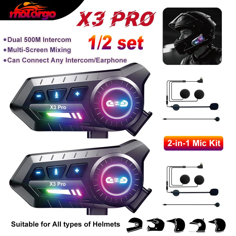 Motorcycle Helmet Bluetooth Intercom with Noise Reduction and IPX6 Waterproof