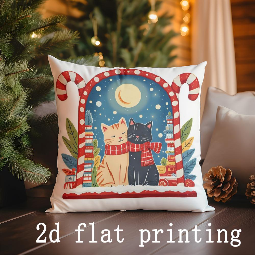 Home Decor Christmas-themed Cute Animal & Pattern Pillows Pattern Cushion Cover Suitable for Sofa Bedroom Car Pillow Cover