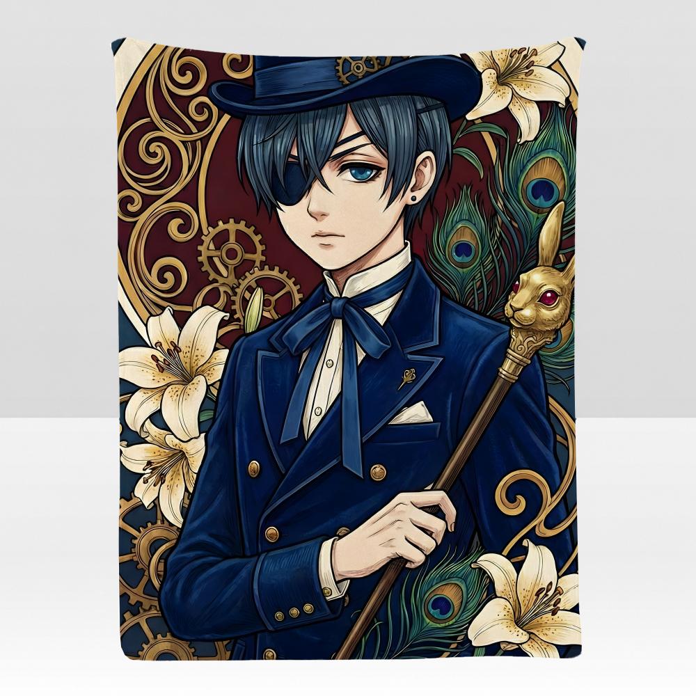 anime BBlack BButler Throw Soft Flannel Blanket for Bed Bedroom Sofa Picnic Throw Skinfriendly Breathable Gift Cover