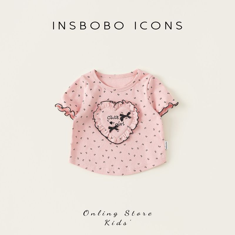 Insbobo Girls Short-Sleeved 2026 Summer New Style Baby Girl T-Shirt Girl s Top Baby Children s Clothing Summer Clothes Trendy Pink 100