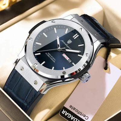 Men Watch Business Silicone Strap Wristwatches Quartz Casual Men's Watches Date Week Luminous Waterproof Original Watch