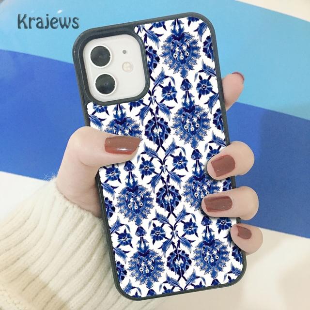 Krajews Ancient Floral Tiles Soft Phone Case Cover For iPhone 17 Air 16 15 14 plus 11 12 13 pro max coque Shell Fundas