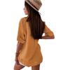 2026 Women's Casual Solid Color Five-Sleeve Loose Plus Size Pullover Shirt