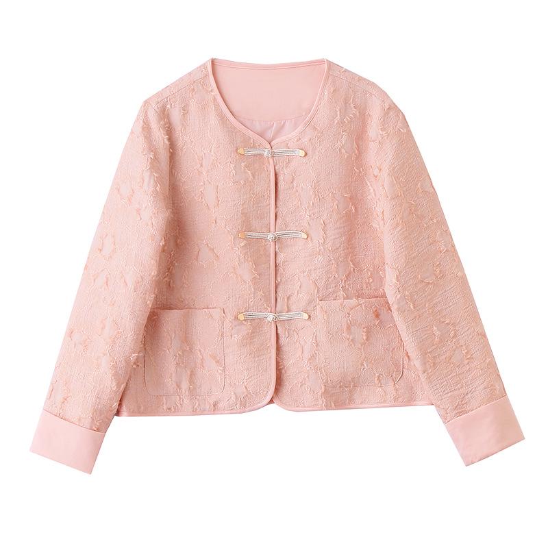2025 Spring/Autumn Women's Chinese Frog Button Jacquard Fashion Coat RS2807