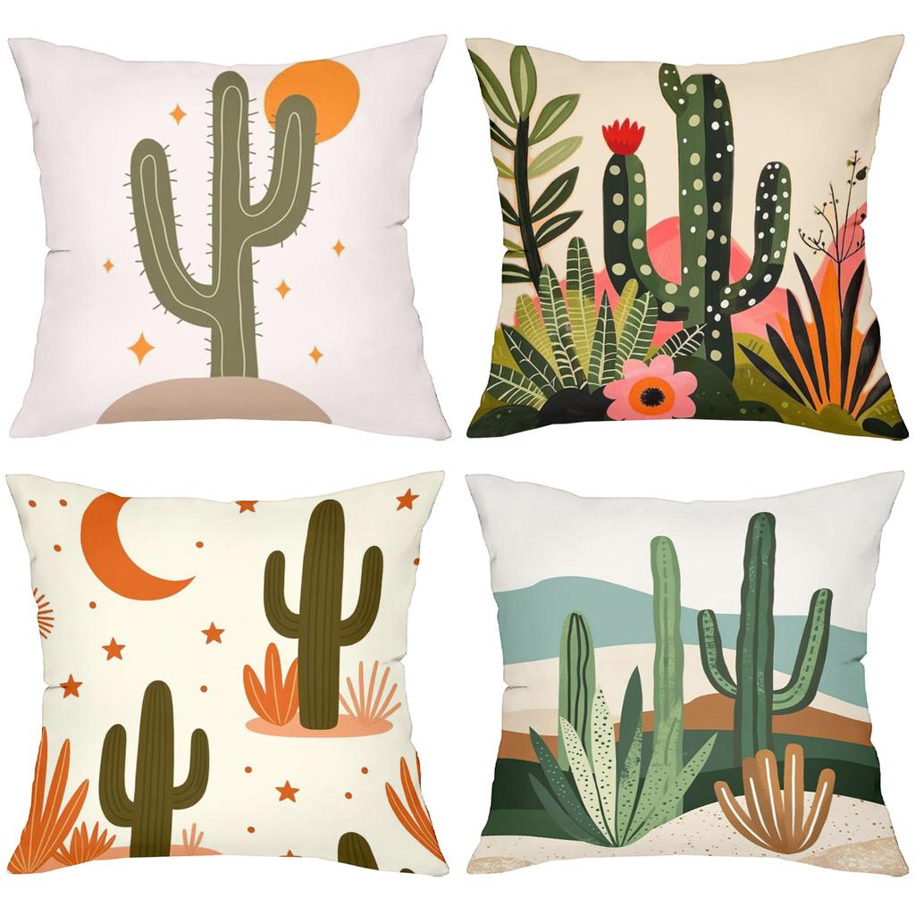 Cactus Patterned Cushions For Home Decor Stylish Polyester Pillowcase, Sofa Decorative Cushion Cov Headboard Pillow
