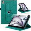 Case + Tempered Glass for iPad Air 11 Inches (M4/M3/M2 2026/2025/2024) Green Leather Effect Rotary