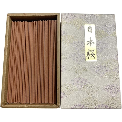 Awaji Baikundou Premium Sandalwood Incense, Japanese Cherry Blossom (Tea) - Perfect for Gifts, Home Use, and Everyday Use. Made In Japan. #608.