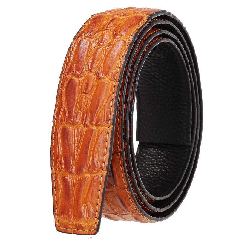 Men'S Genuine Leather High-End Black Crocodile Pattern Belt Business Automatic Buckle Belt Men'S First Layer Cowhide Belt