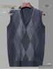 Men's Winter Sleeveless Plaid Knit Sweater Vest - Thick & Warm, Middle-aged Casual Style