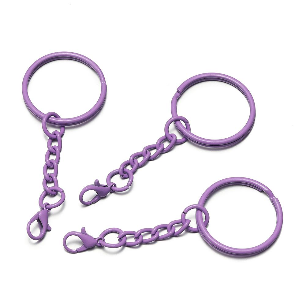 10pcs 25mm Colored Keyrings With Chains Lobster Clasps For DIY Jewelry Making Key Ring Connector Hooks Bags Buckle Accessories