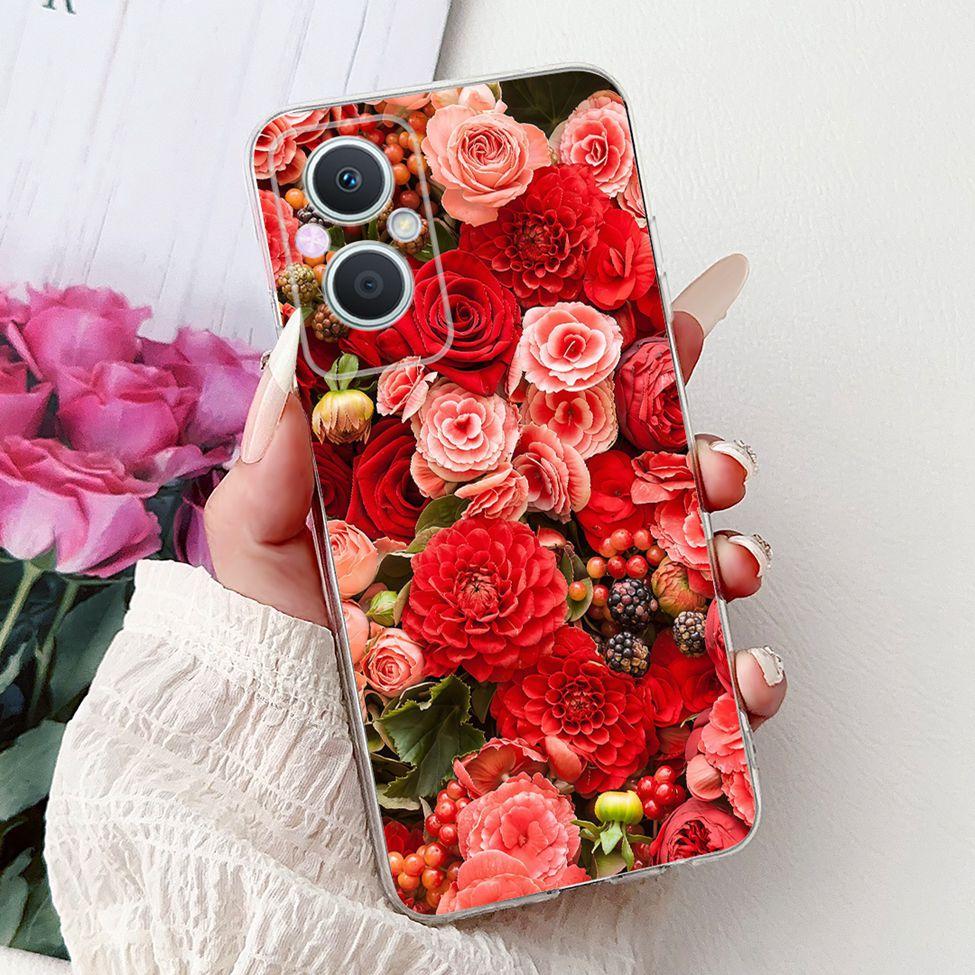 Clear For Oppo Reno 7Z 5G CPH2343 Case For Oppo Reno 8Z 5G CPH2457 Cover Luxury Butterfly Love Fashion Flowers Cool Lion Painted