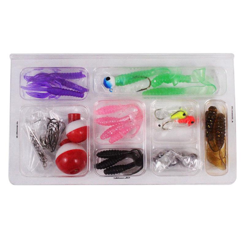 Luya bait 51-piece blow molding box set, single-tailed lobster lead head hook pipe pay hook horse mouth hook bite lead