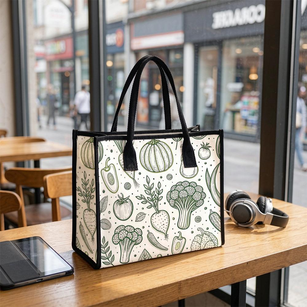 Vegetable Pattern Tote Bag Casual Large Capacity Daily Shopping Shoulder Handbag