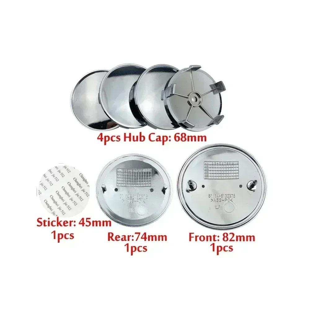 7Pcs Car Hood Front Rear Trunk Emblem Badge For BMW Original Logo All Black E36 E46 E53 E90 E60 E93 E87 G01 G20 X3 X5 F30 F20 X6