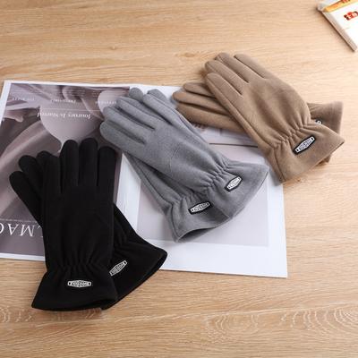 Warm Men Full Finger Mittens Five Finger Thin Fleece Gloves Fleece-lined Gloves  Cycling