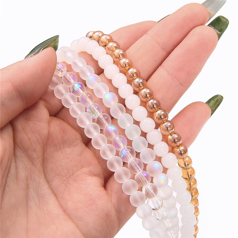 Iridescent Frosted Round Crystal Beads for DIY Jewelry & Accessories