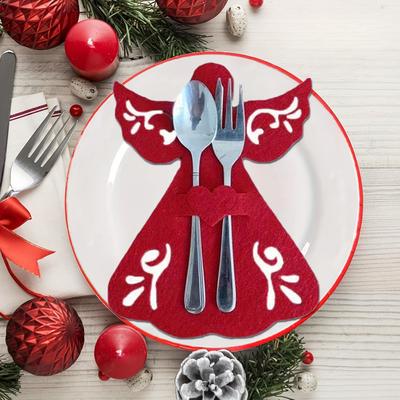 Christmas Knife and Fork Placemats, Angel-shaped Knife and Fork Storage Stand Mats Set, Knife and Fork Pockets, for Christmas