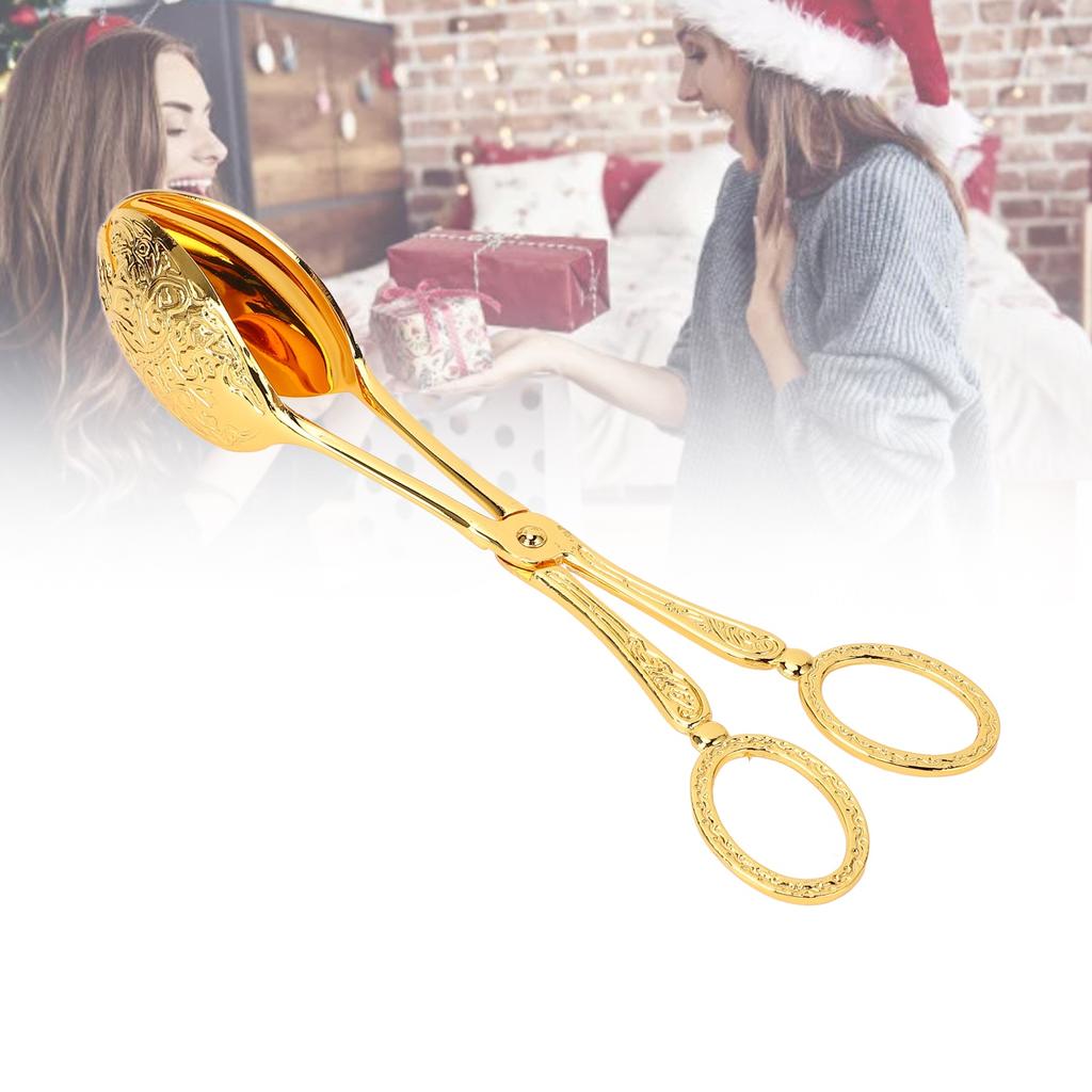 Metal Spoon Clip European   Multifunctional Serving Scissor Tongs for Cake Bread Fruits Home Kitchen Party Buffet