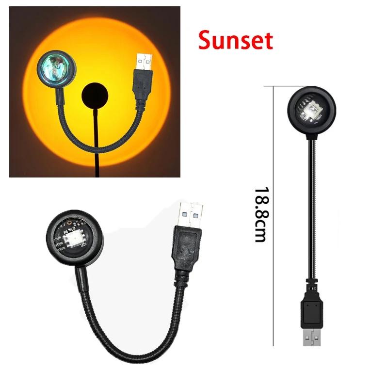 

USB LED Sunset Lamp Ambient light Projector Photography Wall Atmosphere Neon Lights for Party Bedroom Living Room Decoration захід