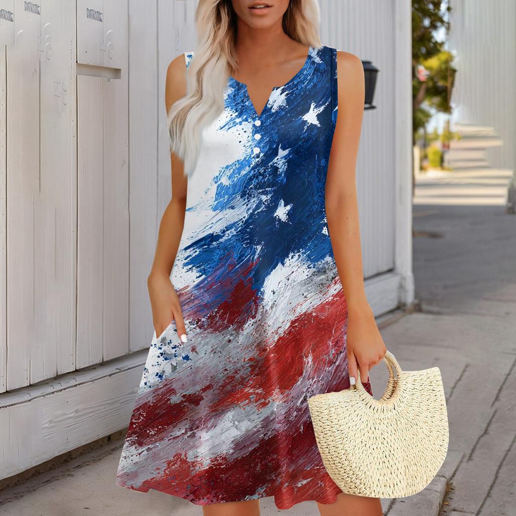 Women's Fashionable Casual Independence Day Print Dress