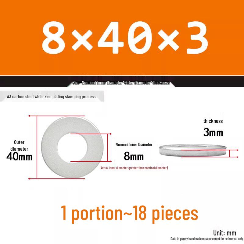Extra Thick Galvanized Iron Flat Washer, Round, M3-M62
