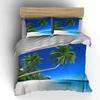Palm Trees Beach Blue Sky White Sand Bedding Set For Kids Luxury Gift 3Pcs Digital Print Comforter Set Soft Comfortable