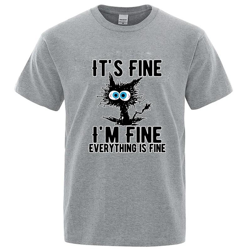 

Men s High Quality T-shirt 100% Cotton Funny Cool Cat Printed T-shirt Casual Men s Short Sleeve T-shirt for Men T-Shirt Male Top 4XL