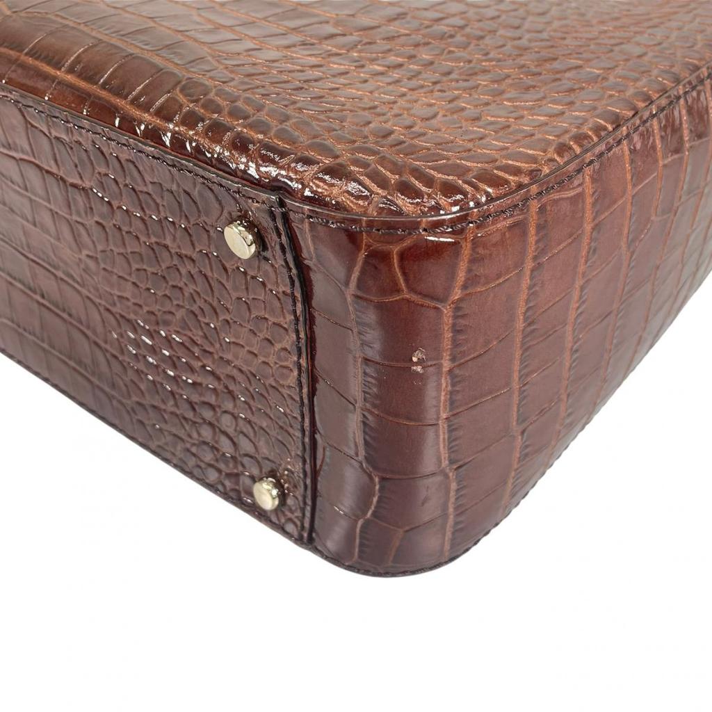 Kate Spade New York Croco Embossed Handbag Leather Brown Women Used