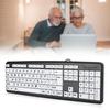 Black Low Vision Keyboard USB Wired Old People Keyboard with White Large Print Keys Old People Keyboard Large Print Keyboard