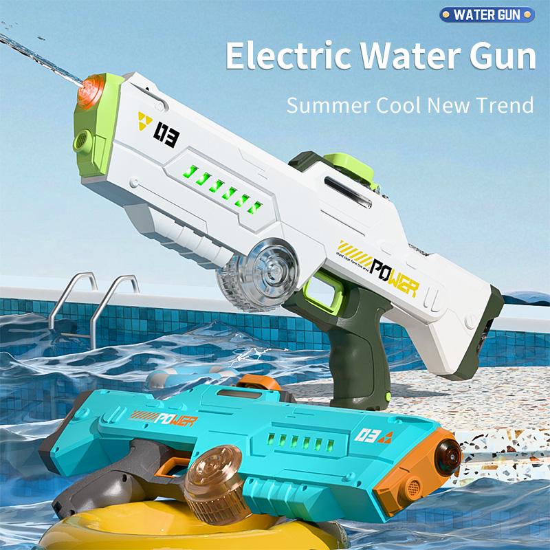 Children Long Range Shooting Water Gun Automatic Water Absorption Water Guns With Light Summer Outdoor Beach Pool Toys For Kids