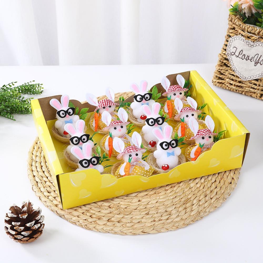 

16Pcs/Set Flocking Easter Bunny Ornaments Simulation Cute Animal Decoration Party Favors Style 3