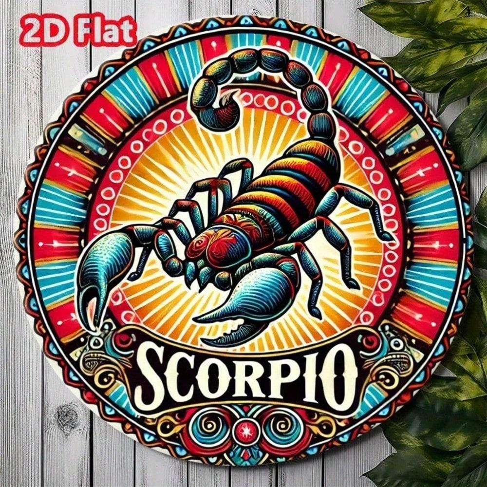 

8x8 Inch Scorpio Zodiac Metal Tin Sign Vintage Wall Art Retro Horoscope Decor 20x20 разноцветный
