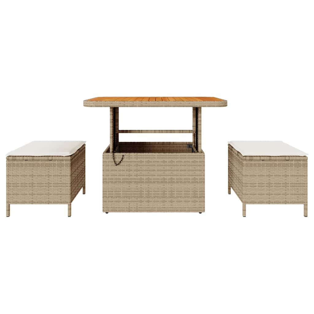 Garden Dining Set Beige Poly Rattan