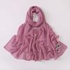 Chiffon Long Ethnic Shawl With Pearl Rhinestone Flower Burned Edge