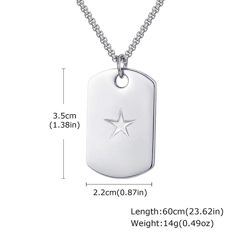 Vnox 60cm Stylish Dog Tag Pendant Neckalce for Men, Stainless Steel Geometric Box Chain Necklace, Birthday Graduate Father Gift