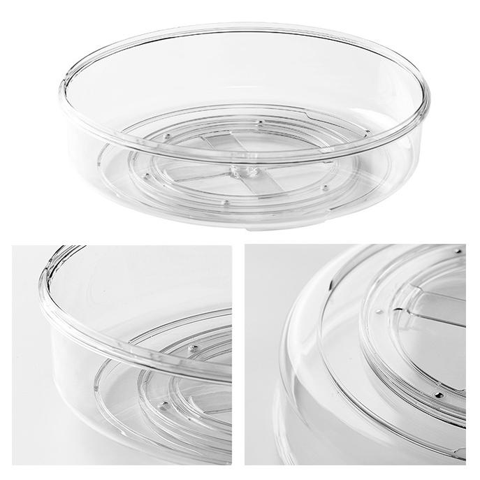Round Makeup Organizer Countertop Rotating Clear Nordic Style Cosmetic Storage Box