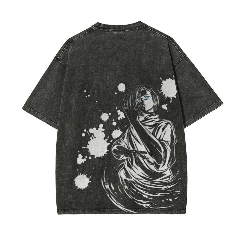 T-shirt Uomo Donna Anime Jujutsu Kaisen Zenin Maki Stampa Grafica Cotone Lavato Vintage Estate Nuova Maglietta Streetwear Y2K Harajuku Moda Top Oversize