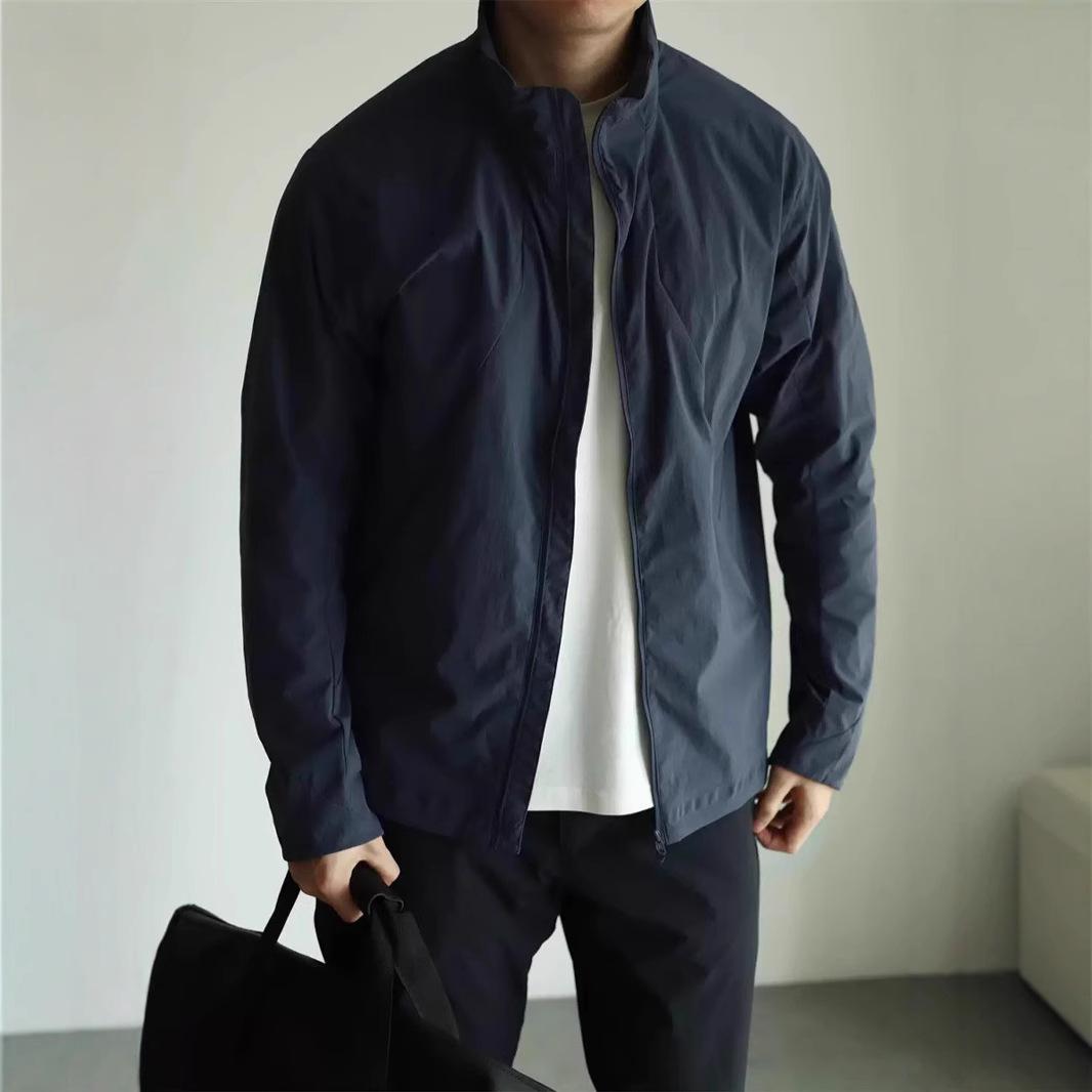 

Легкая куртка с воротником-стойкой для мужчин, новый весенне-осенний стиль business casual, простой топ для повседневной носки, повседневное пальто M темно-синий