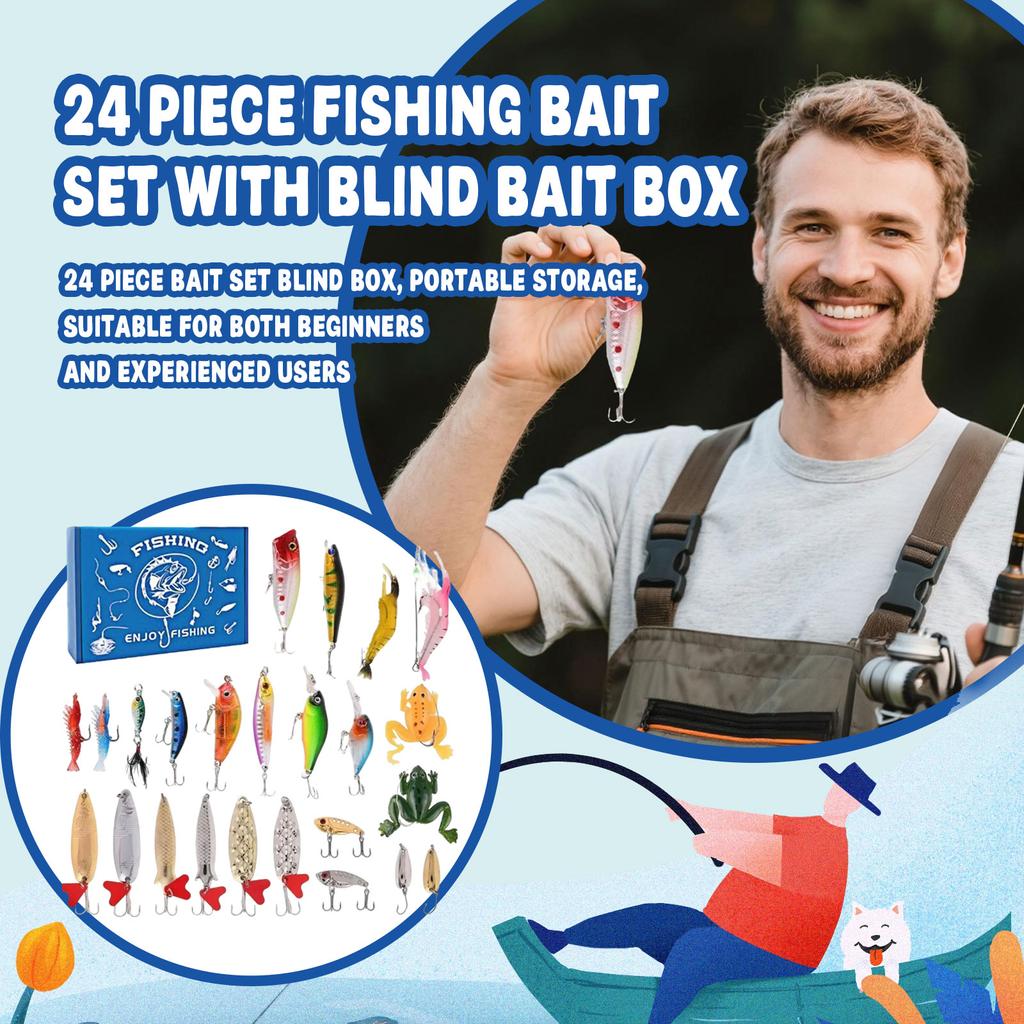 24pcs Enjoy Fishing Christmas Calendar Men's Fishing Calendar With Fishing And Fishing Accessories Fishing New Year Christmas Gift Box
