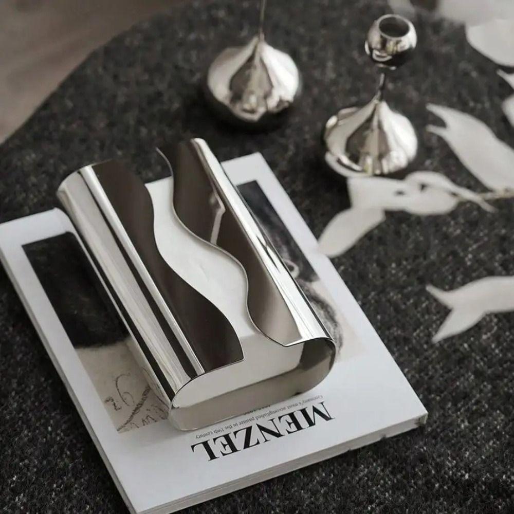 Stainless Steel Tissue Case Nordic Style Desktop Tissue Box Silvery Napkin Box  Desktop Decoration