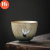 Ceramic Master Tea Cup Household Retro Kung Fu Drinkware Office Teacups Cnese Hand Painted Crane Tea Bowl Pottery Water Mug