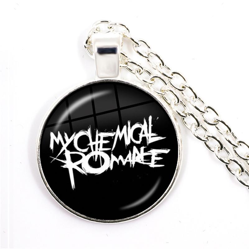 Punkové náhrdelníky Rocková kapela My Chemical Romance Kulatá skleněná kopule Kabošon Náhrdelník Módní Fanoušci Článkový řetěz Šperky