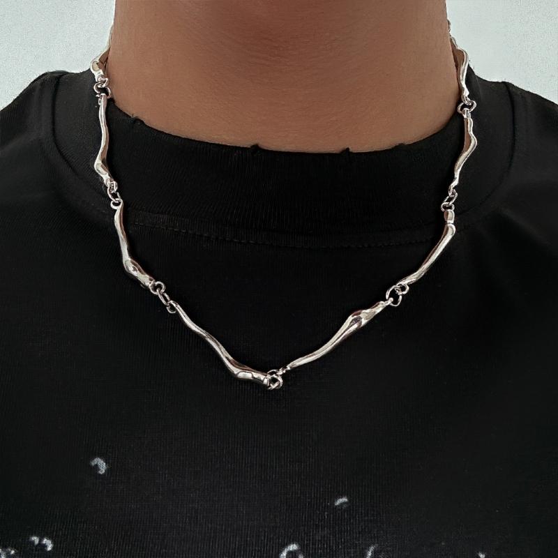 Irregular Wavy Chain Necklace Adjustable Length Neckchain Unisex Choker Ornament Trendy Accessory for Fashion Lovers