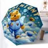 1pc Sturdy 8-Bone Auto Umbrella, Pooh Bear Rainbow Floral Umbrella, Digital Printed, Foldable Umbrella for On-the-Go Outdoor Use
