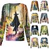 Women's Halloween Printed Long Sleeve Single Breasted Cardigan Top for Costume Party