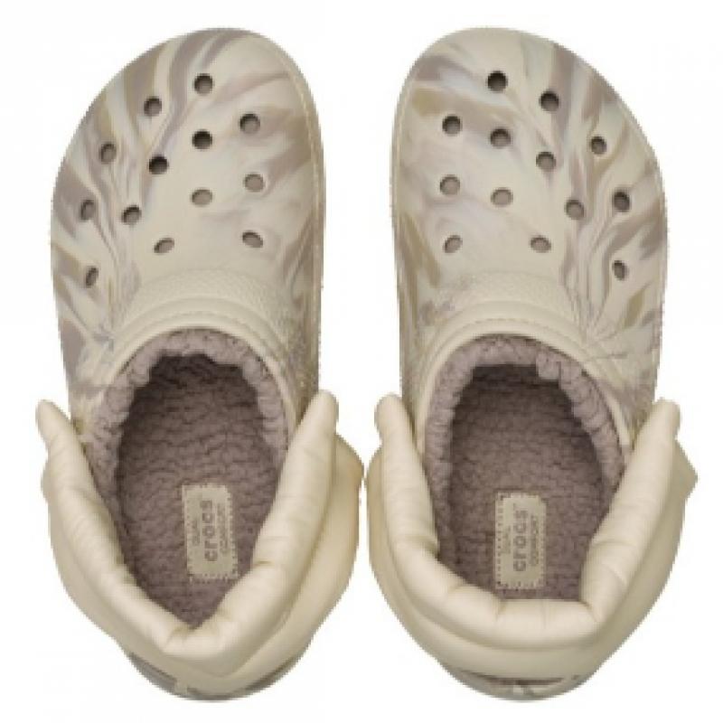 Crocs Classic Puff Strap Marble Lined Clog 211980 2y3