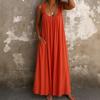YYFS Women's Fashion Summer Spring Solid Color Print Sleeveless V-Neck Loose Waistlinet Casual Dresses